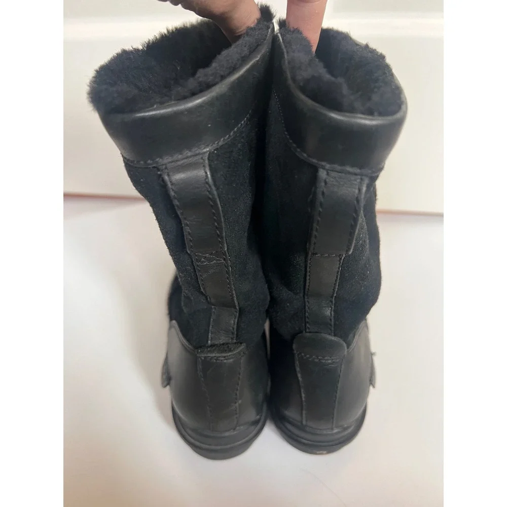 UGG Australia Ultimate Cuff Black Leather Suede Shearling Boots 5592 Womens 9